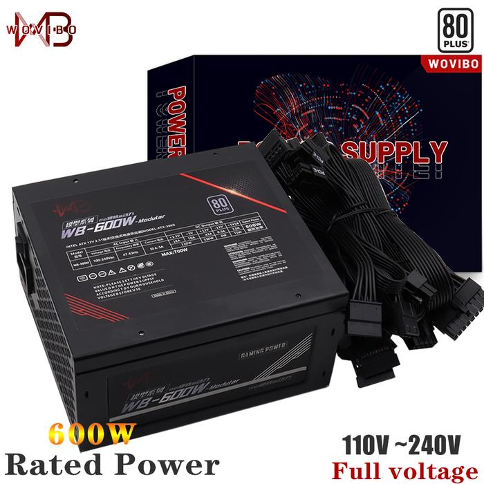 Wovibo Modular PC Catu Daya PSU Dinilai 600W 80Plus 120Mm Kipas