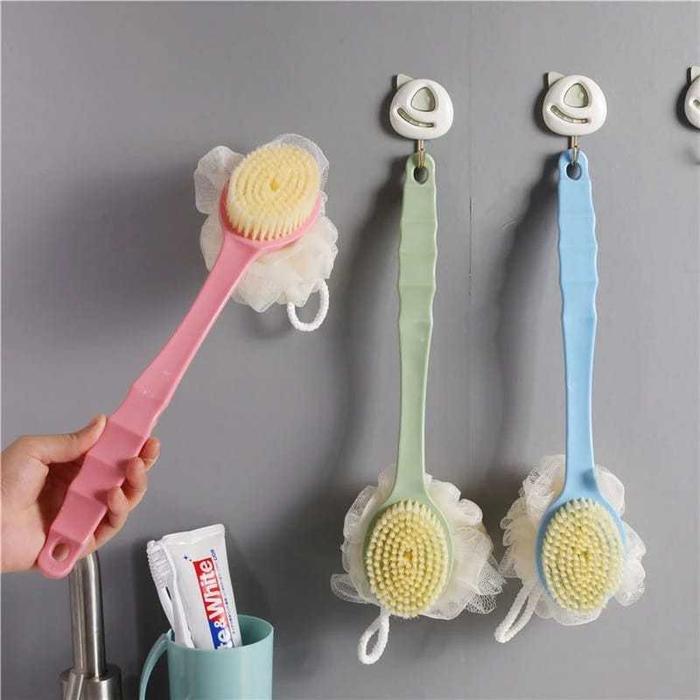 Spons Mandi / Sikat Mandi Punggung Spon Mandi Busa Gagang Panjang Shower Puff dengan Pegangan 2 in1/