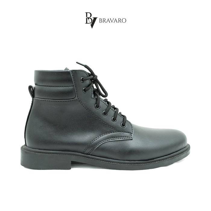 Bravaro shoes - Valentino Black Sepatu Kerja Pria Boots