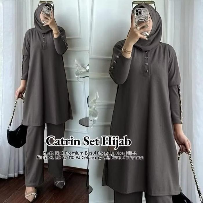 SET HIJAB KNIT FIT TO XL // SETELAN POLOS TUNIK // ONE SET TUNIK WANITA // SETELAN FREE HIJAB // ONE