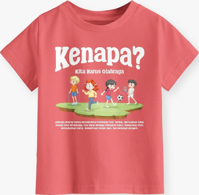Kaos Anak Lengan Pendek Edukasi Series Warna BlushRed Gokil - Fashion