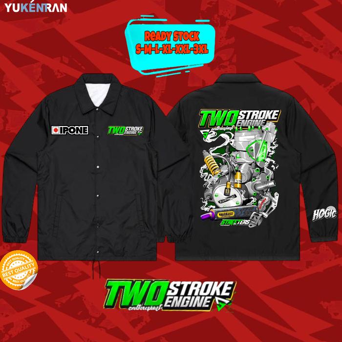 JAKET COACH OTOMOTIF PRIA 2 STROKE ENGINE ENTHUSIAST IP0NE GREEN FORCE DESIGN KEREN CASUAL BAHAN ANT