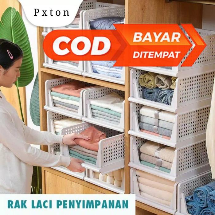 RAK LACI LIPAT / STORAGE BOX / RAK PAKAIAN SUSUN / Lemari pakaian plastik / Barang Rak Baju Tempat B