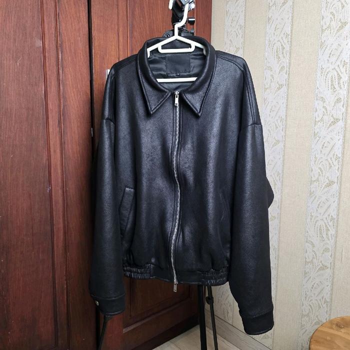 Jaket kulit Korea BLACK MOMENT Vegan Suede Oversized Leather Jacket