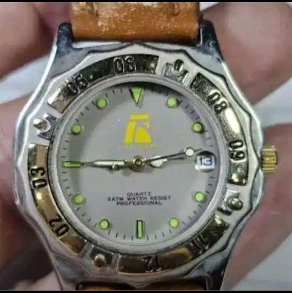 Jam Tangan Fine Work Diver Silver Gold Original Second