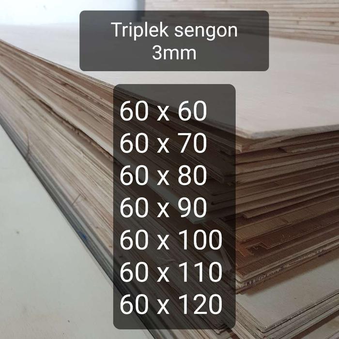 Triplek custom sengon 3mm plywood multiplek halus 2 sisi lebar 60 cm