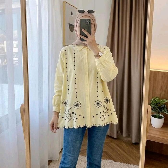 KALLE BLOUSE BORDIR RAYON TWILL