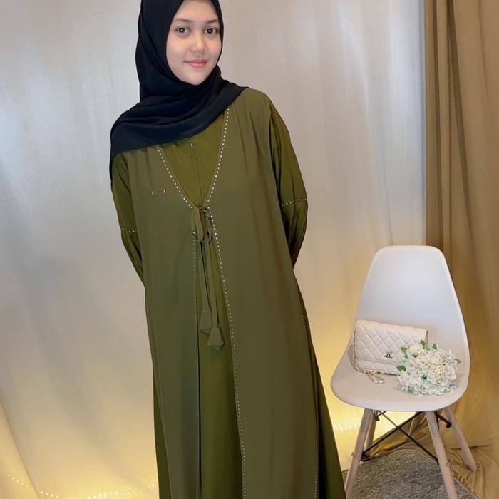 ABAYA ROMPI ALADIN WARNA  balon muslim  gamis syari Simple elegan cantik Kombinasi Putih Wanita Tang