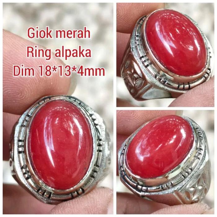 CINCIN PRIA GIOK MERAH RING ALPAKA