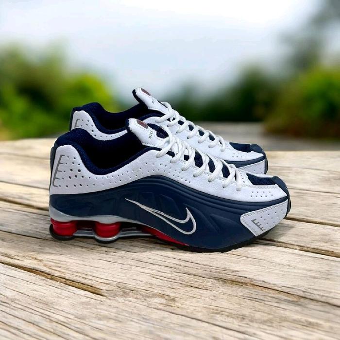 Sepatu Nike Shox R4 White Navy Red Original BNIB