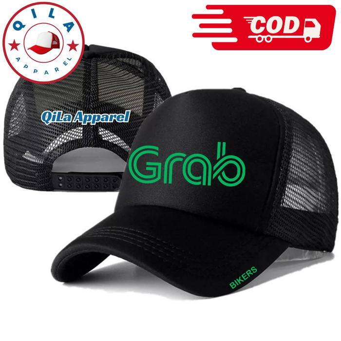 Hot Item QiLa Apparel Topi Trucker GRAB - Topi Distro GRAB Logo - Topi OJOL GRAB Premium - Topi Jari