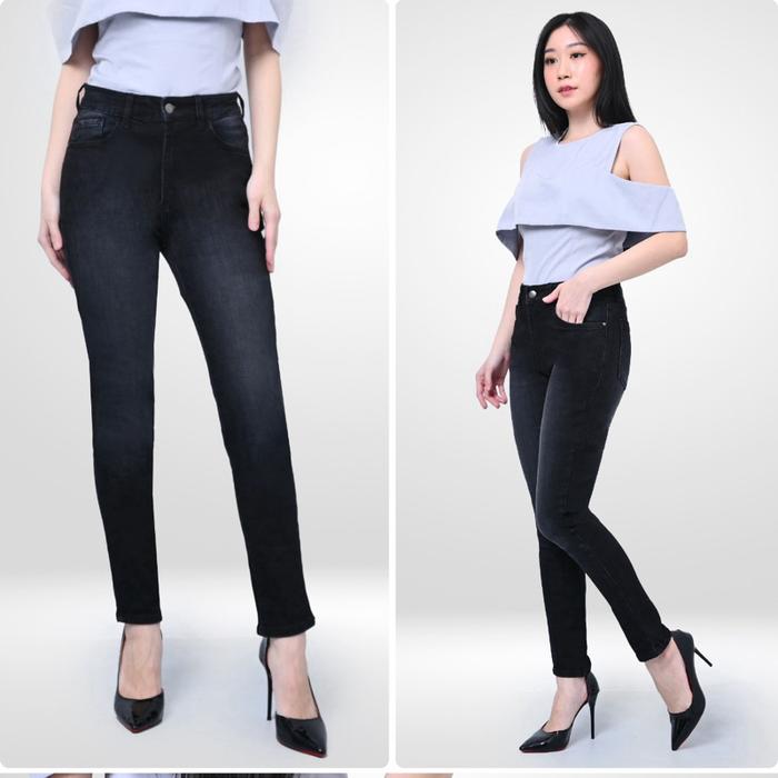 Celana Pensil Jeans Hw Black Spray Stretch M2000