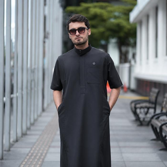 SAMASE A119 Jubba Saudi Regular Fit Lengan Pendek Spun Muslim Navy