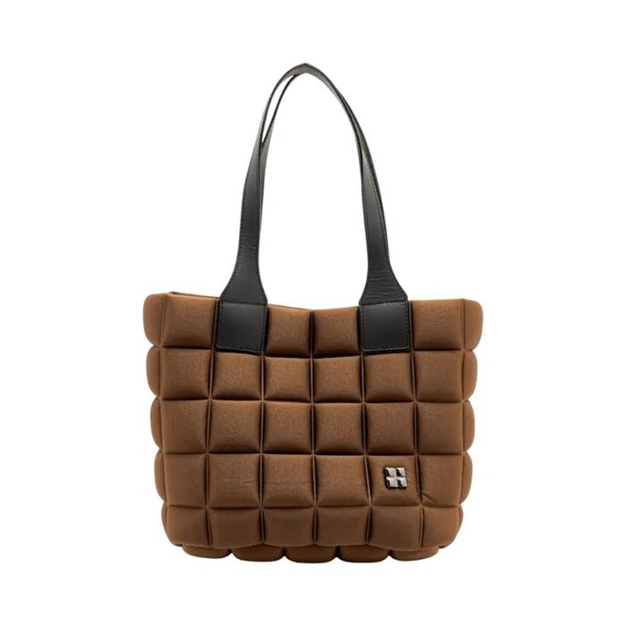 BPrime Milan 50 Small Shiny Cube Fabric Tote Bag Rum (25 x 14 x 24)