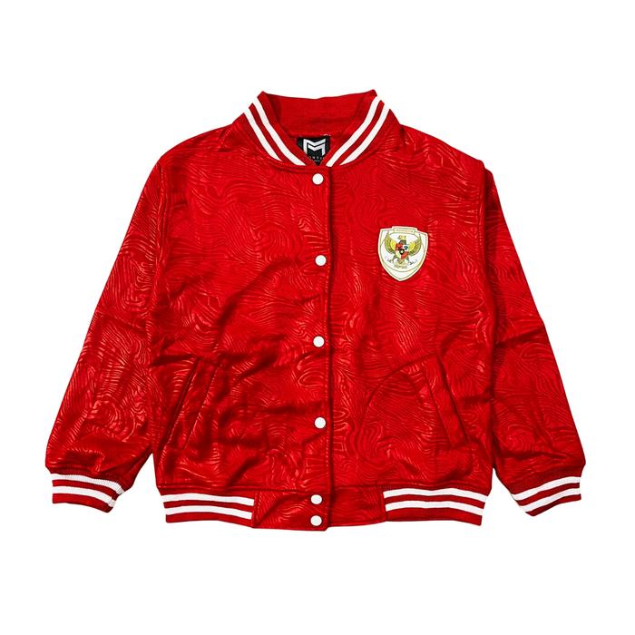 Jaket Timnas EMBOS, Jaket Varsity Timnas Indonesia , Jaket Varsity Premium, Jaket Varsity Full Embos