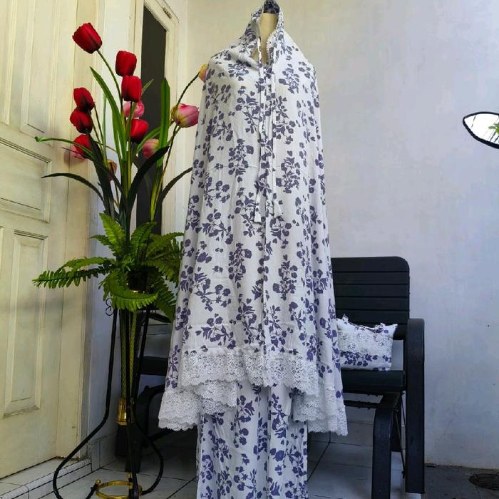 Mukena katun rayon Havana / mukena katun rayon Premium motif bunga/ mukena full katun rayon