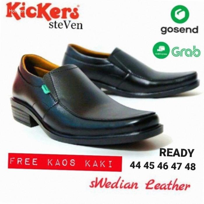 SEPATU FORMAL KICKERS PANTOFEL STEVEN KULIT WARNA HITAM PILIHAN KERJA KANTOR PRIA READY BIG SIZE UKU