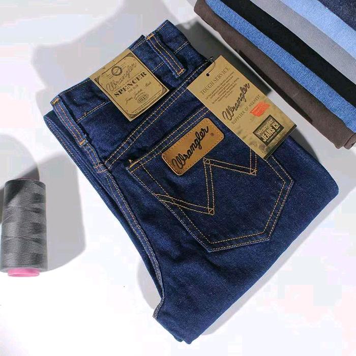 Wrangler Celana Jeans Panjang Pria Dark Blue Standar Reguler Bahan Tebal Nyaman Dipakai Distro Outfi