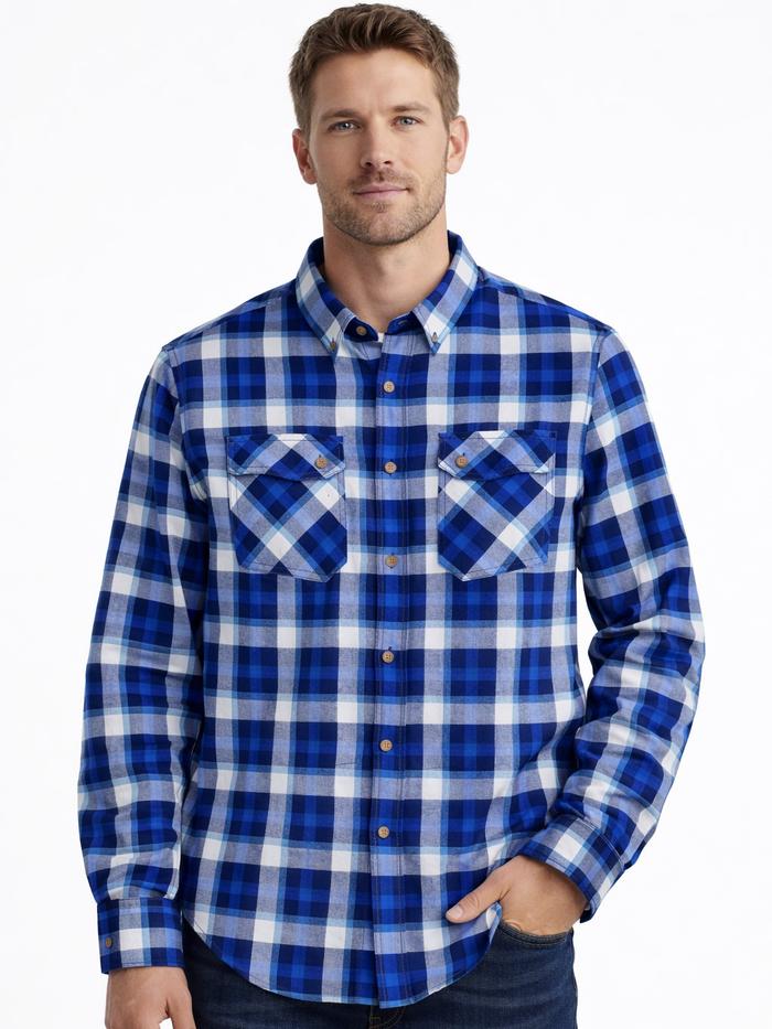 Kemeja Lengan Panjang Duluth Trading Co Long Sleeve Shirt Plaid Blue Original