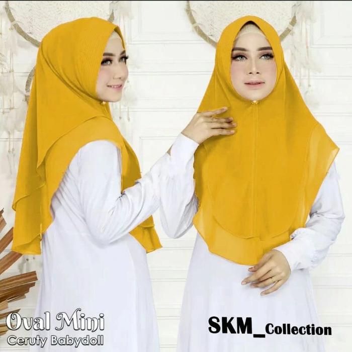 SKM Collection Jilbab Instan Khimar Ceruty Beby Doll Premium Kerudung 2 Layer Mini Panjang 70-75cm H