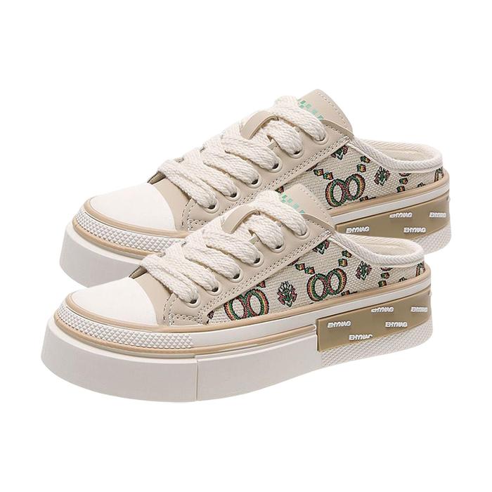 Women Backless Slip On Mule Sneakers Canvas Shoes Anti Slip