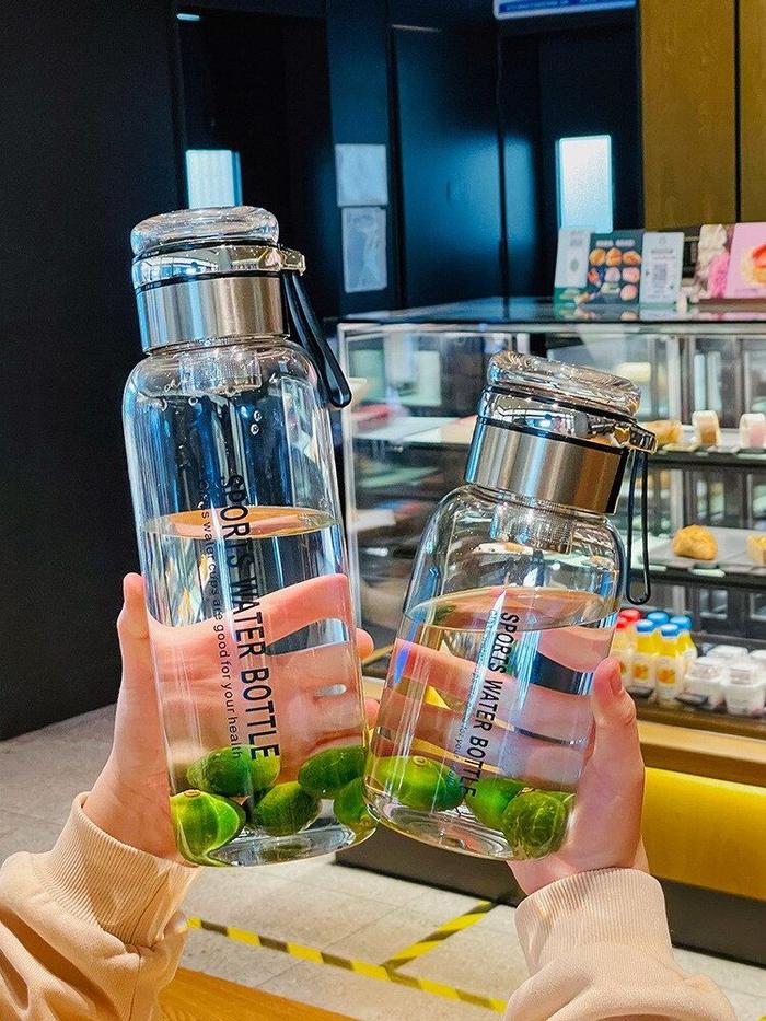 2000ML Glass Water Bottle with Strap Sport Water Bottle Outdoor