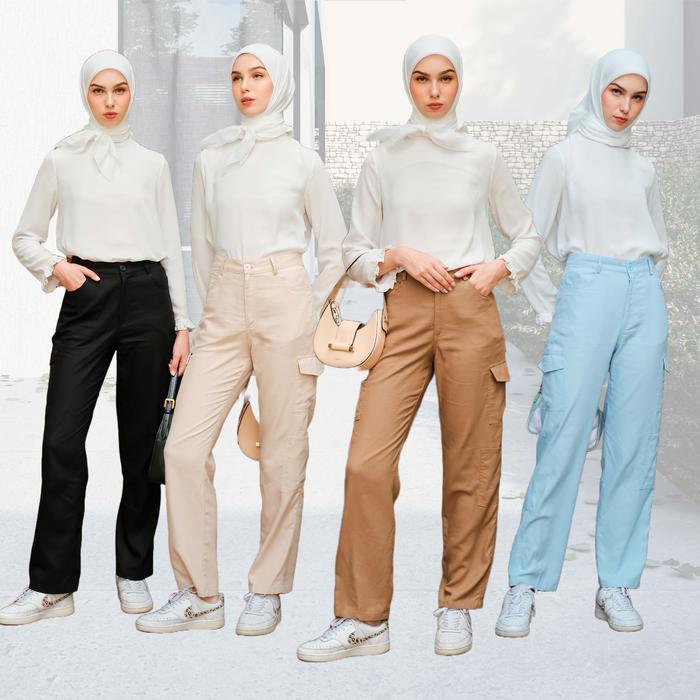 Mylady Hijab Belvy Pants celana cargo wanita Muslim Bawahan Kulot Panjang