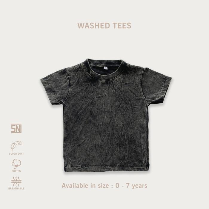 Washed Tees | Baju Kaos Polos Anak Unisex Lengan Pendek Katun  | Anak 0-7 Tahun Combed Bayi Cotton 2