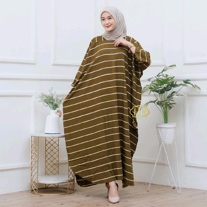 dres kaftan dubai garis lurik jumbo busui rayon . Muslim Motif Gamis Dewasa Panjang Wanita