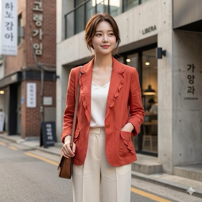 BK0009 Blazer Merah Daily Brand Zishen Ld 106 Pj 57 Baju Kerja Casual Wanita