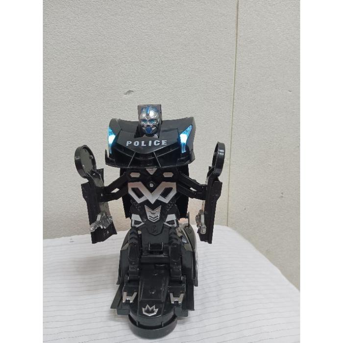 Mainan Anak Mobil Robot Polisi Hitam Venom - Mobil polisi jadi robot S8997