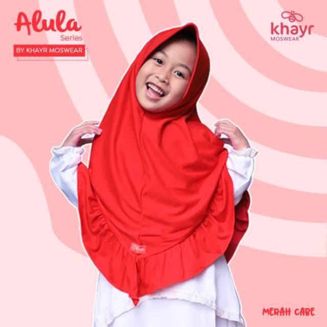 Jilbab Kaos Anak Alula Series Merah Cabe Khayr Moswear Khimar Muslim Nyaman Rempel