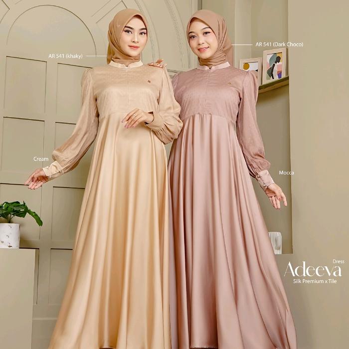 Arrafi√ Adeeva Dress Terbaru Arrafi | Dress Adem Silk Premium kombinasi Tile | Dress Dewasa Terkini 