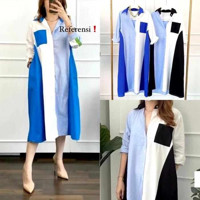 GHIA TUNIK ELVARA LUXURY DRESS LENGAN PANJANG KATUN POPLIN KOMBI KATUN SALUR IMPORT MUSLIMAH
