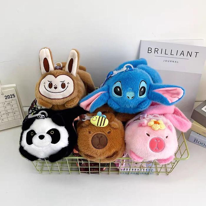 Tas Selempang Busa Panjang Tas Boneka Panjang Kappybara  Coklat Pink Stitch Biru Pink Tas Wanita Tas