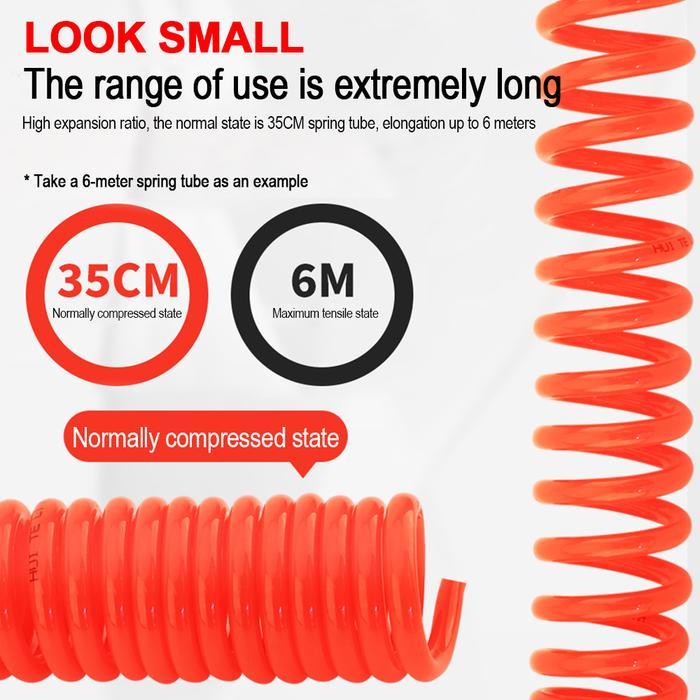 J.LD TOOL Selang Kompresor 6M/9M/12M Selang Angin Spiral PE Air hose Gulungan Selang Angin Kompresor