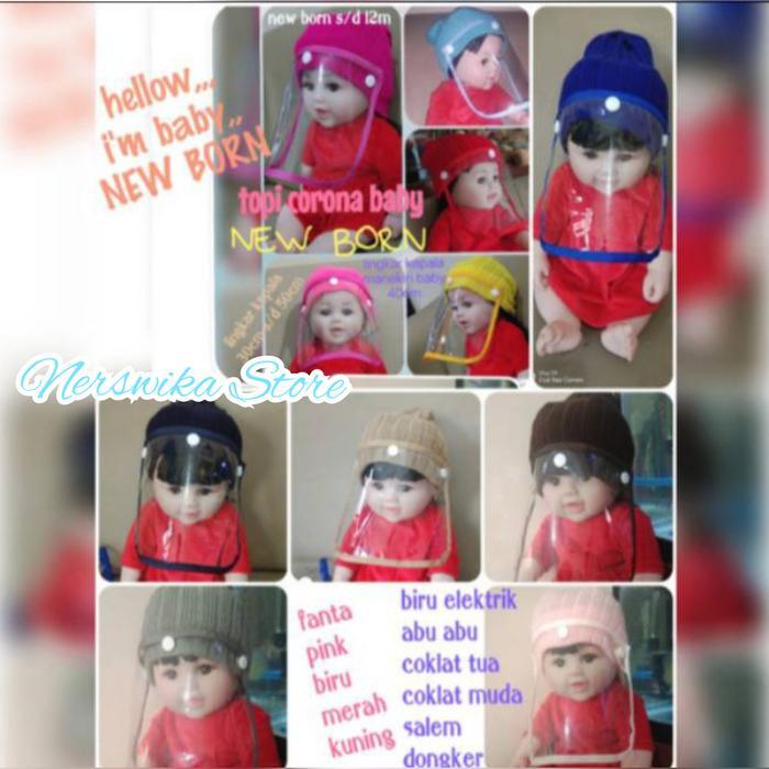 Topi Faceshield Bayi Baby Newborn / Faceshield Anak Rajut