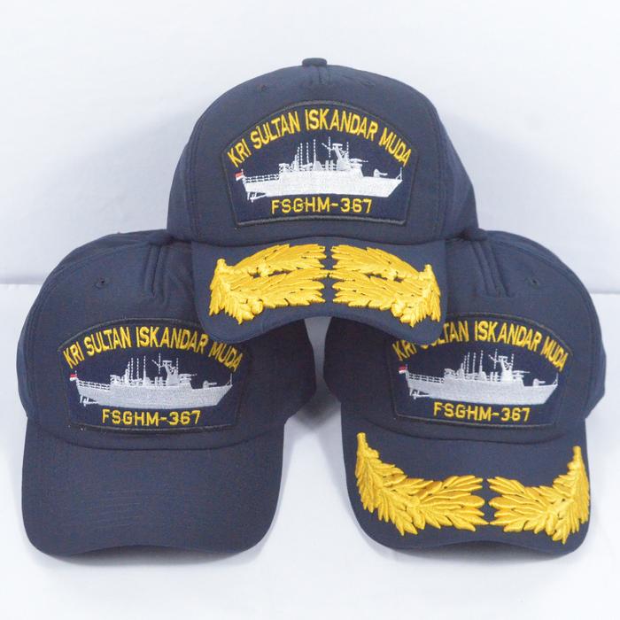 Topi Kri Sultan Iskandar Muda FSGHM-367 Tni AL Kain Ribstob TR Warna Biru Tua Navy Anggota Pamen dan