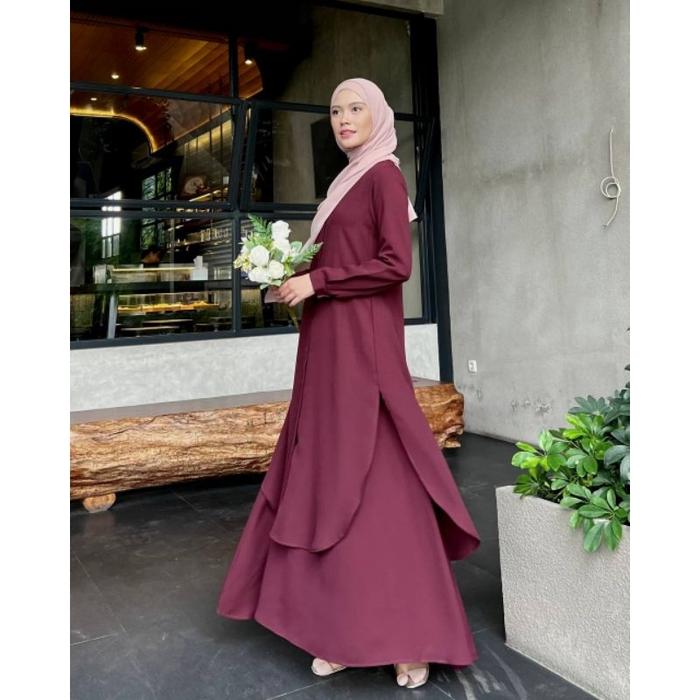 Elmiza - Ciara Tunik - Baju Atasan Tunik Wanita Muslim Bahan Safeena Platinum