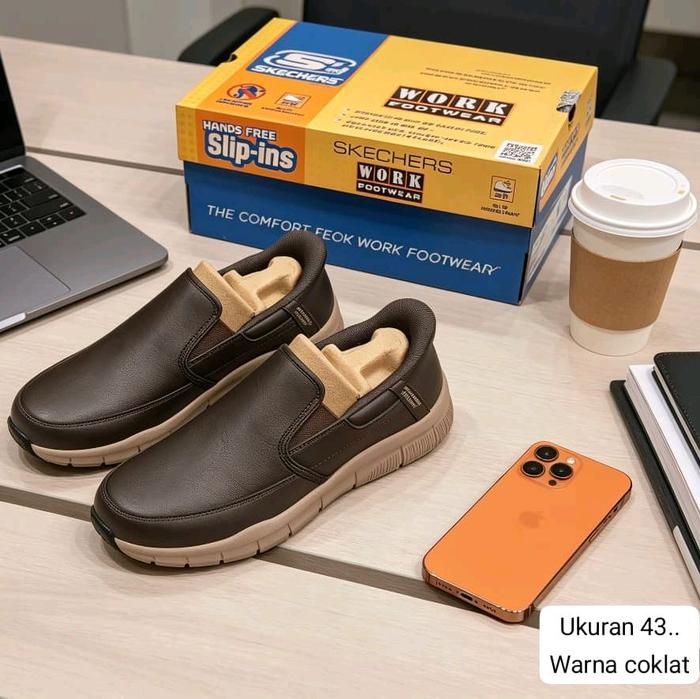 sepatu kerja skechers sepatu pantofel skechers coklat ukuran 43