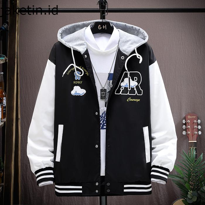 Jaket Baseball Big Size ( S - 6XL ) AR (Sablon) Jaket Varsity Bisbol Kancing Bomber FLeece 6XL 5XL 4