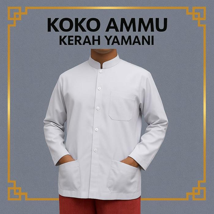Baju Koko Ammu Dewasa Kerah Yamani / Kerah Pendek Hijau Daun Termurah Muslim Pria Panjang Kurta
