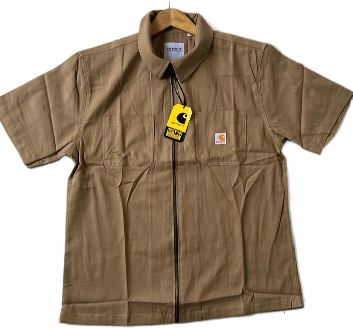 Carhartt Kemeja Outer Pria Carhartt Kekinian Model Zipper Depan & Desain Kekinian