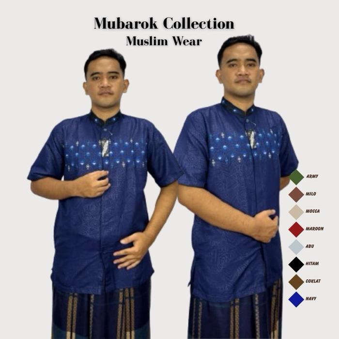 Baju koko pendek terbaru//baju koko taqwa bordir pria muslim Mubarok collection