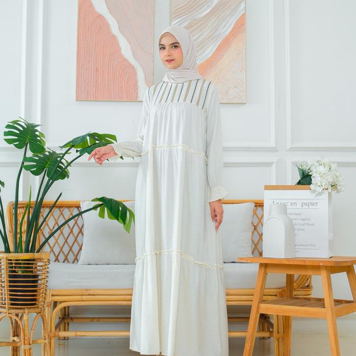 RILLEY-Gamis Kezia Dress Muslim Wanita Bahan Linen
