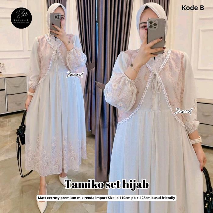 Setelan dress dan Jilbab Tamiko Set Hijab By Zaina Setelan Dress Dan Jilbab Cantik Wanita Muslimah F