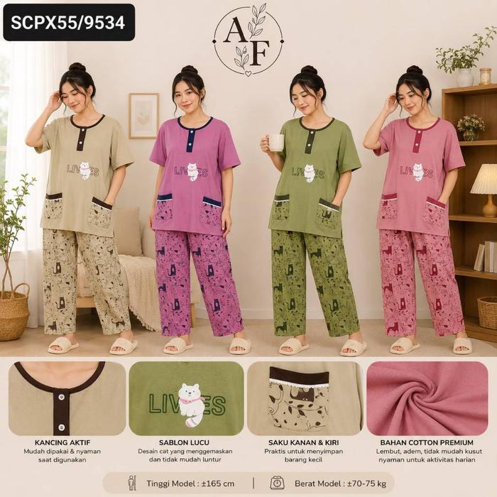 Babydoll Jumbo CP Amro Label Putih Baju Pendek Celana Panjang DISKON