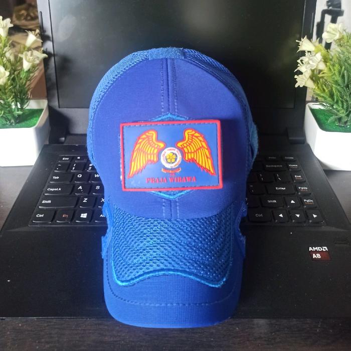 topi taktikal coak biru cotton original satu set karet patch rubber satpol pp
