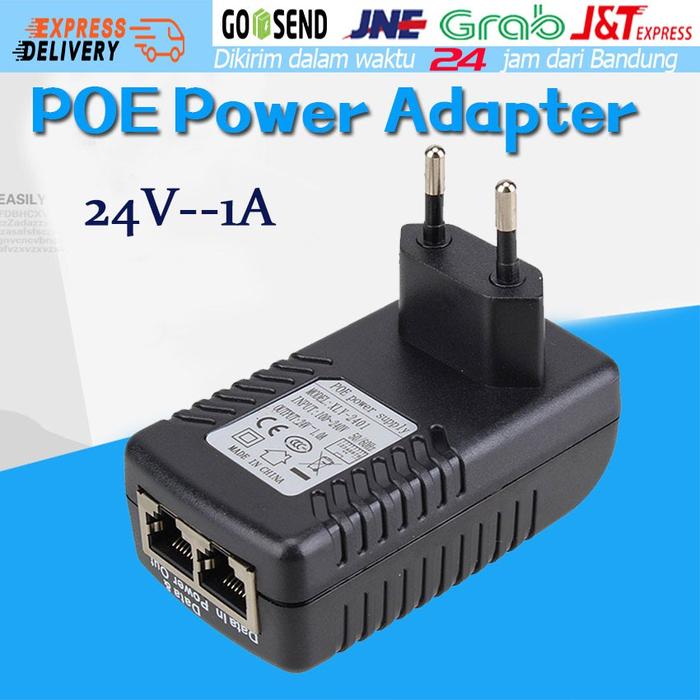 CCTV AC/DC 24V1A hitam Poe Adapter  Power Over Ethernet Adaptor  LAN Komputer POE Injector splitter