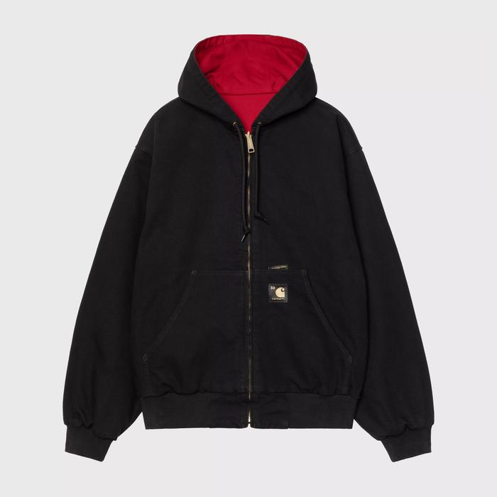 CARHARTT WIP 50TH ANNIVERSARY EDITION REVERSIBLE OG ACTIVE DEARBORN CANVAS JACKET  BLACK USA RED RIN